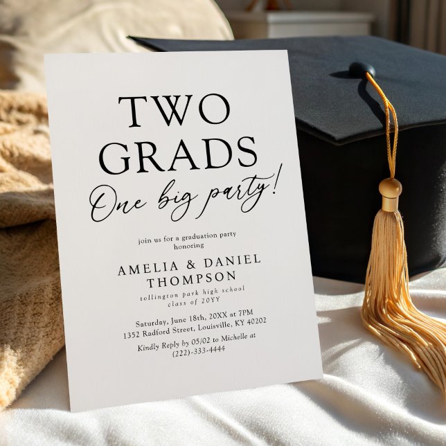 Convites Two Grads One Big Party Graduation (Criador carregado)