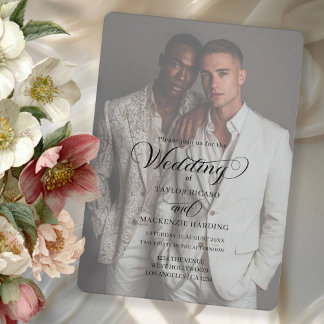 Convites Two Grooms Wedding Photo Template