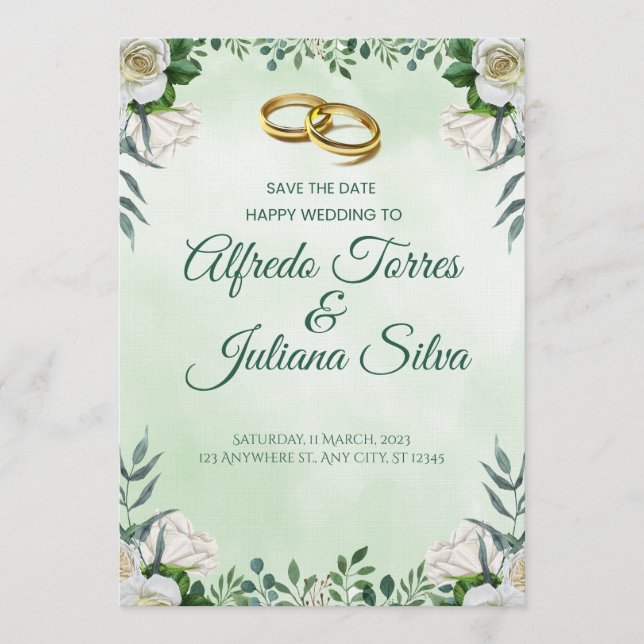 Convites Two Hearts, One Love Wedding Invitation (Frente)