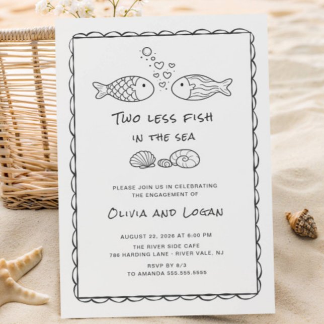 Convites Two Less Fish in the Sea Engagement Invitation (Criador carregado)