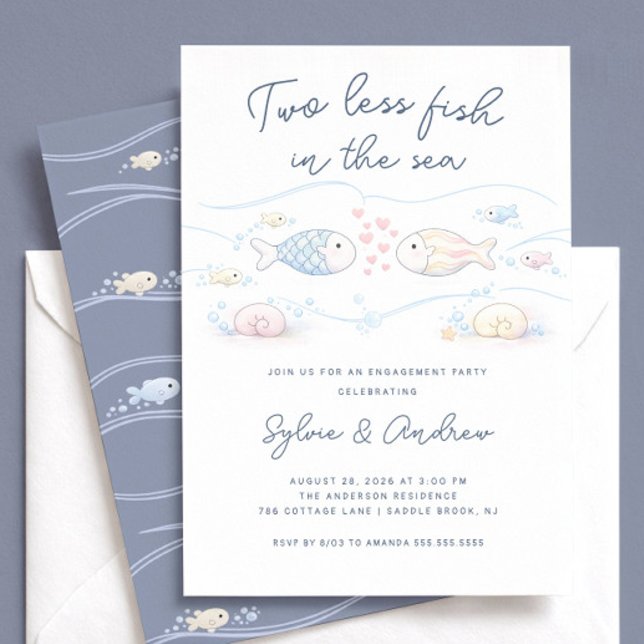 Convites Two Less Fish in the Sea Engagement Invite (Criador carregado)