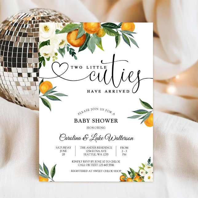 Convites Two Little Cuties Baby Shower Invitation (Criador carregado)