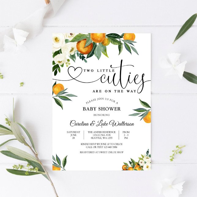 Convites Two Little Cuties Baby Shower Invitation (Criador carregado)