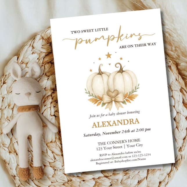 Convites Two Little Pumpkins Boho Chic Twin Baby Shower (Criador carregado)