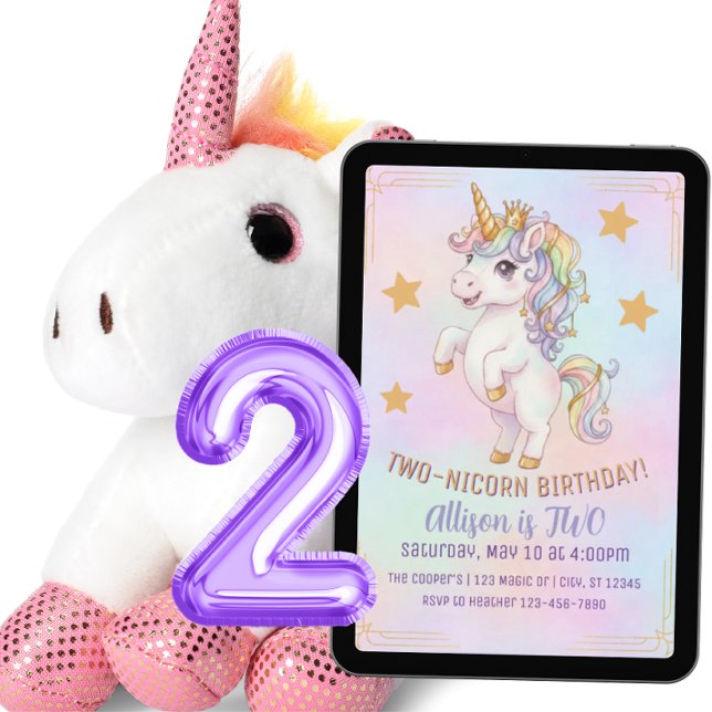Convites TWO-nicorn, 2nd Birthday (Criador carregado)