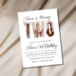 Convites Two Photo Second Birthday Invitation
