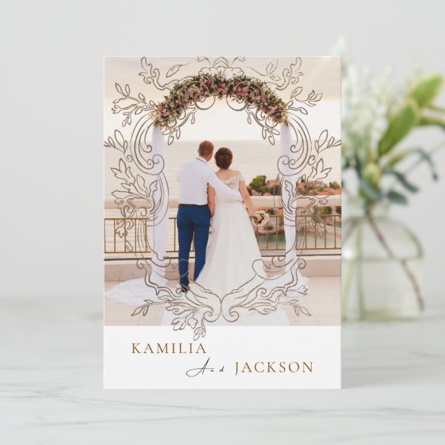 Convites Two-Piece Modern Minimalist Folded Wedding  (Em pé/Frente)