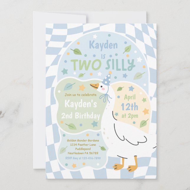 Convites Two Silly Goose 2nd Birthday Party Spring Birthday (Frente)