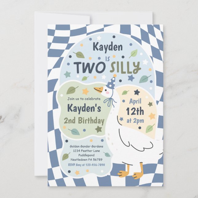 Convites Two Silly Goose 2nd Birthday Party Spring Birthday (Frente)