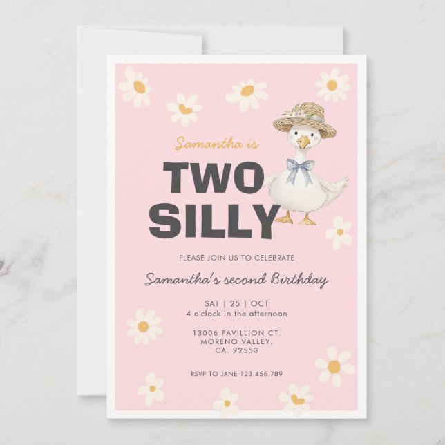 Convites Two Silly Goose Daisy Birthday Party Invitation (Frente)