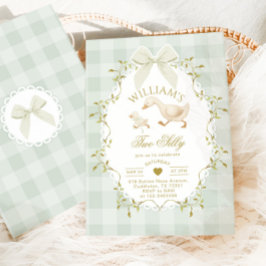 Convites Two Silly Goose Gender Neutral Sage 2nd Birthday