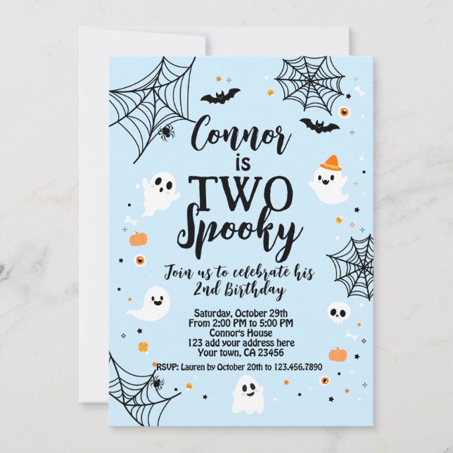 Convites Two Spooky Blue Halloween  (Frente)