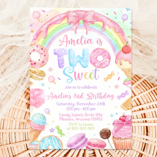 Convites Two Sweet Birthday Invitation, 2nd Birthday Invite (Criador carregado)
