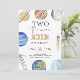 Convites Two The Moon | Modern Space 2nd Birthday Décor