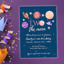 Convites Two The Moon  Outer Space Ship Planets 2nd Bday