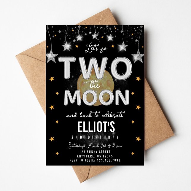 Convites Two the Moon Second Birthday Invitation (Criador carregado)