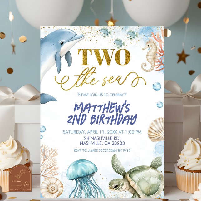 Convites TWO the sea birthday invitation (Criador carregado)