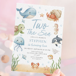 Convites Two The Sea Is Turning Two Ocean Animals Birthday