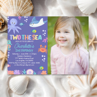 Convites TWO the SEA Photo – 2nd Birthday Party Girl