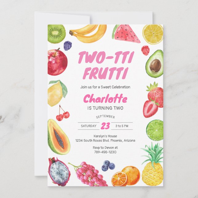 Convites Two-tti Frutti Birthday Invitation (Frente)