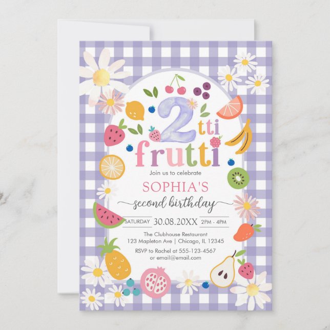 Convites Two-tti Frutti Twotti Fruit Tropical 2nd Birthday  (Frente)