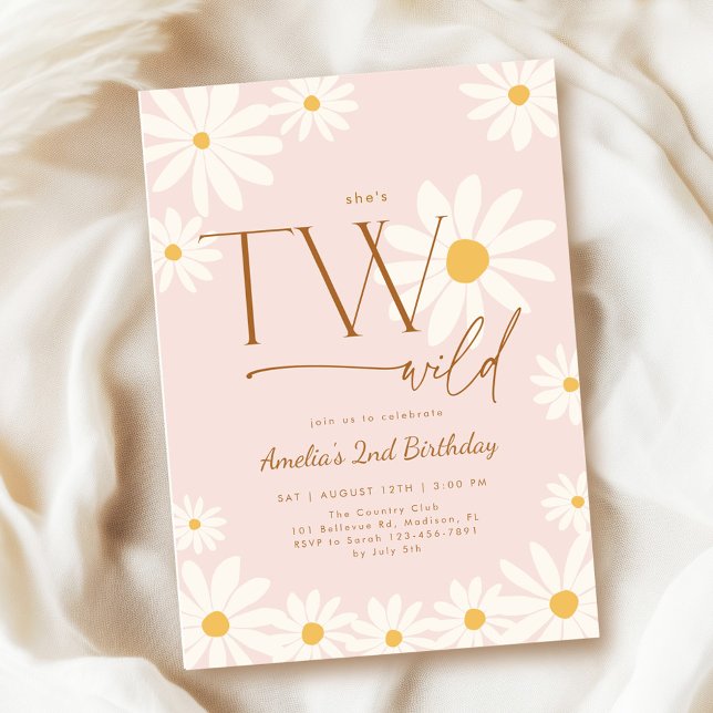 Convites TWO Wild Daisy Floral 2nd Birthday (Criador carregado)