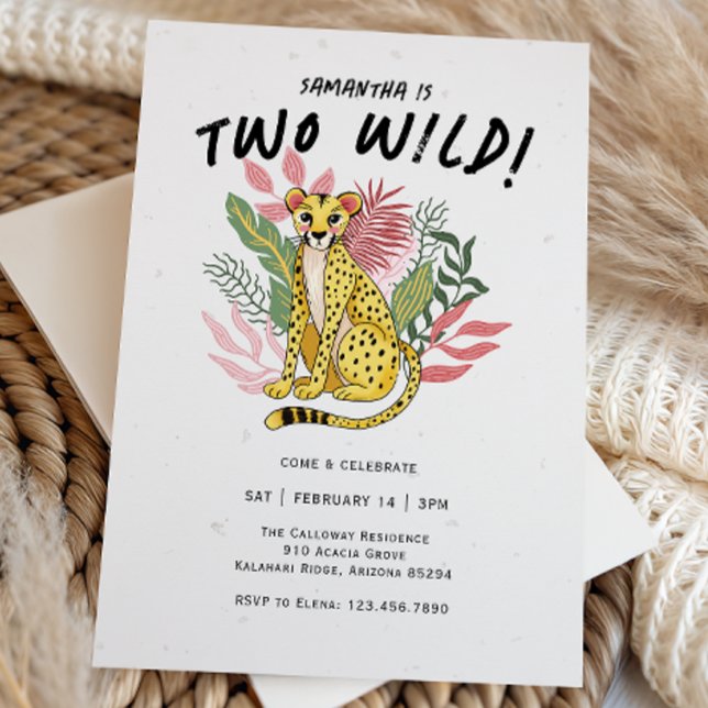 Convites Two Wild Party Animals Cheetah Kids Birthday Party (Criador carregado)