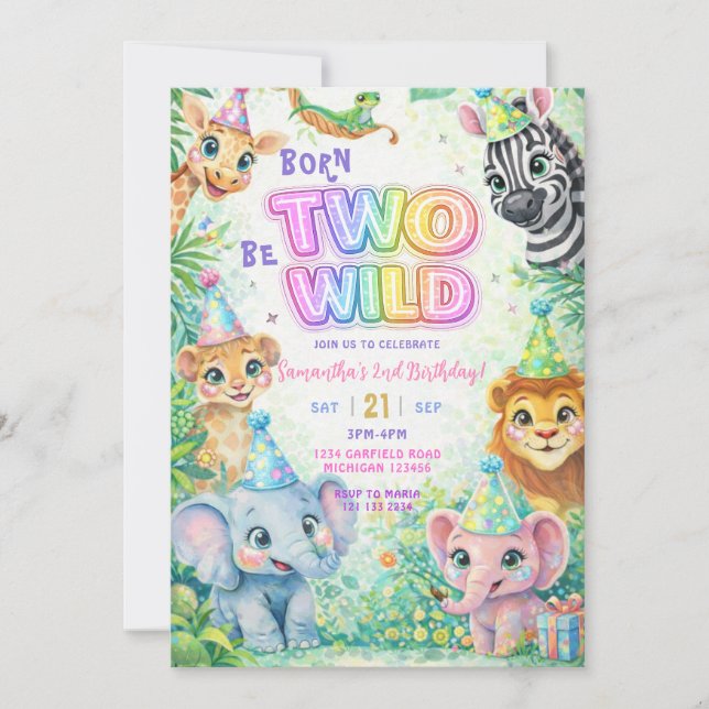 Convites Two Wild Safari 2nd Birthday (Frente)