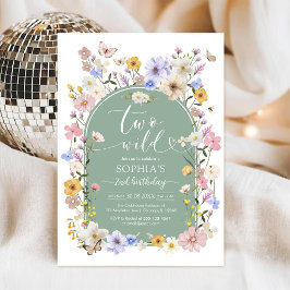 Convites Two Wild Wildflower Animal 2nd Birthday Invitation