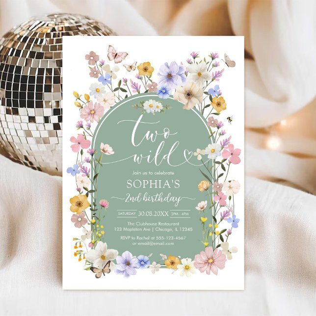 Convites Two Wild Wildflower Animal 2nd Birthday Invitation (Criador carregado)