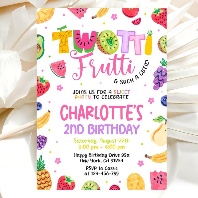 Convites Twotti Frutti Invitation, Two-tti Frutti Birthday  (Criador carregado)