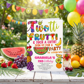 Convites TWOtti Frutti Tropical fruta aniversário de menina