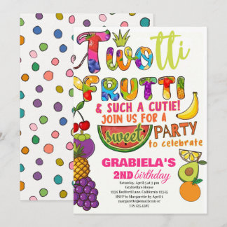 Convites TWOtti Frutti Tropical fruta aniversário de menina