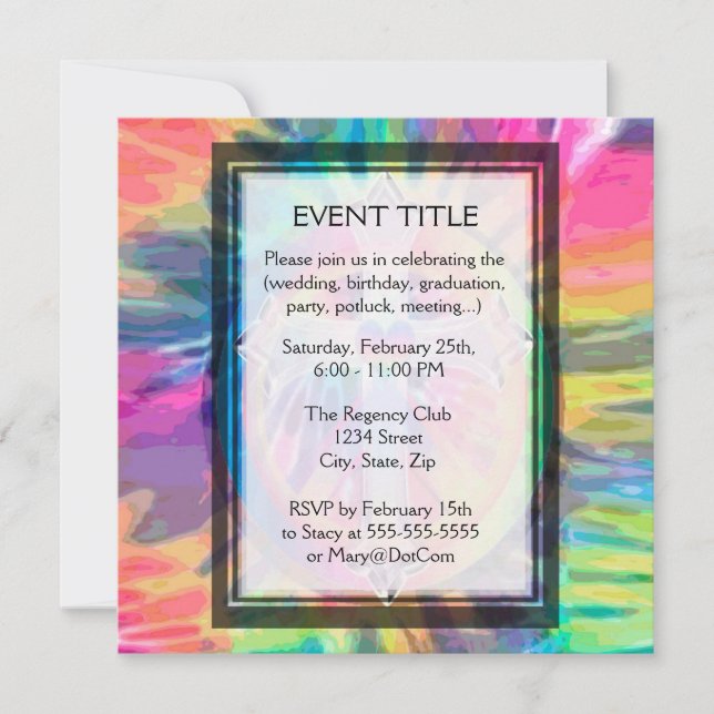 Convites Tye Dye Cross com Heart in Center (Frente)