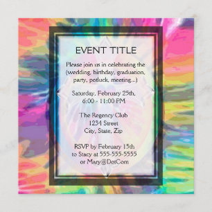 Convites Tye Dye Cross com Heart in Center