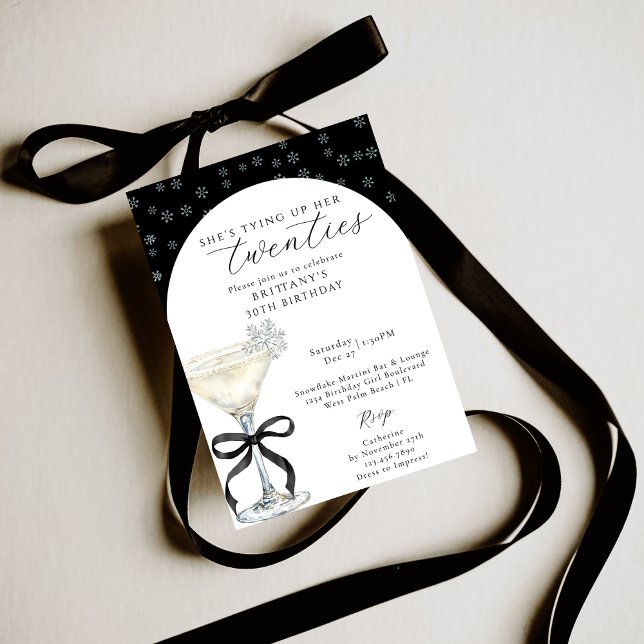 Convites Tying Up Her Twenties Winter Themed 30th Birthday (Criador carregado)