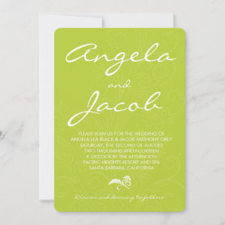 Convites Typografia Chartreuse Green Floral Wedding