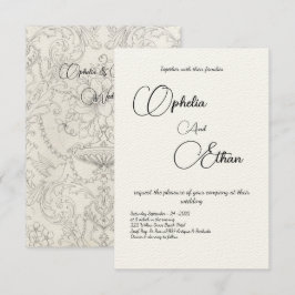 Convites Typografia Minimalista Casamento preto e branco