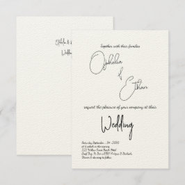 Convites Typografia Minimalista Casamento preto e branco