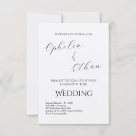 Convites Typografia Minimalista Casamento preto e branco