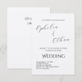 Convites Typografia Minimalista Casamento preto e branco