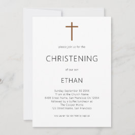 Convites Typografia Minimalista Cross Christening