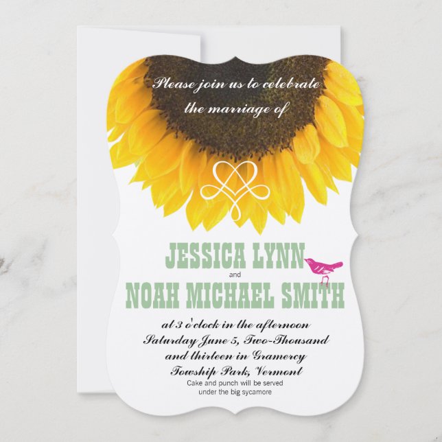 Convites Typografia Sunflower Modern Weds (Frente)
