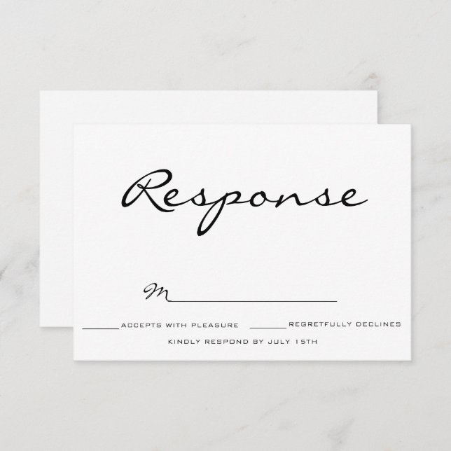 Convites Typografia Wedding rsvp (Frente/Verso)
