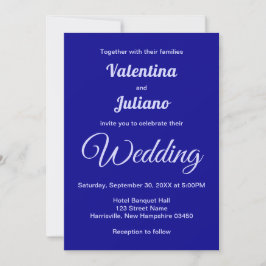 Convites Typography Style Minimalist Dark Blue Wedding