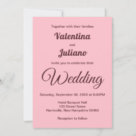 Convites Typography Style Minimalist Pink Wedding
