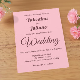 Convites Typography Style Minimalist Pink Wedding