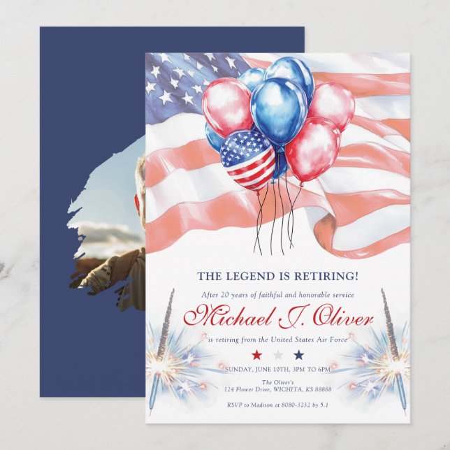 Convites U.S. Military Retirement Invitation (Frente/Verso)