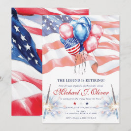 Convites U.S. Military Retirement Patriotic Flag
