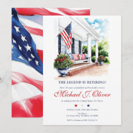 Convites U.S. Military Retirement Patriotic Home Porch